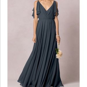 Jenny Yoo Cassie Gown Size 4. Chiffon. color:storm